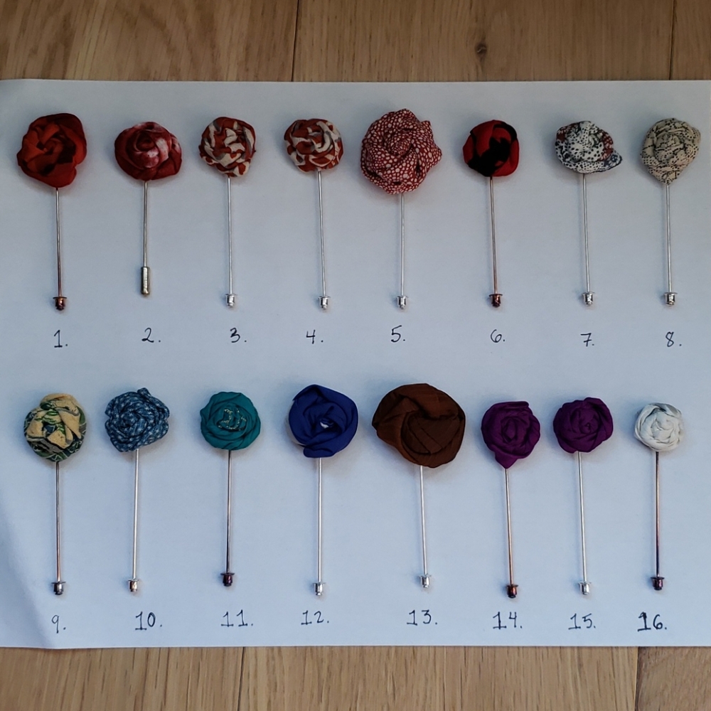 Hand sewn vintage kimono silk lapel stick pins